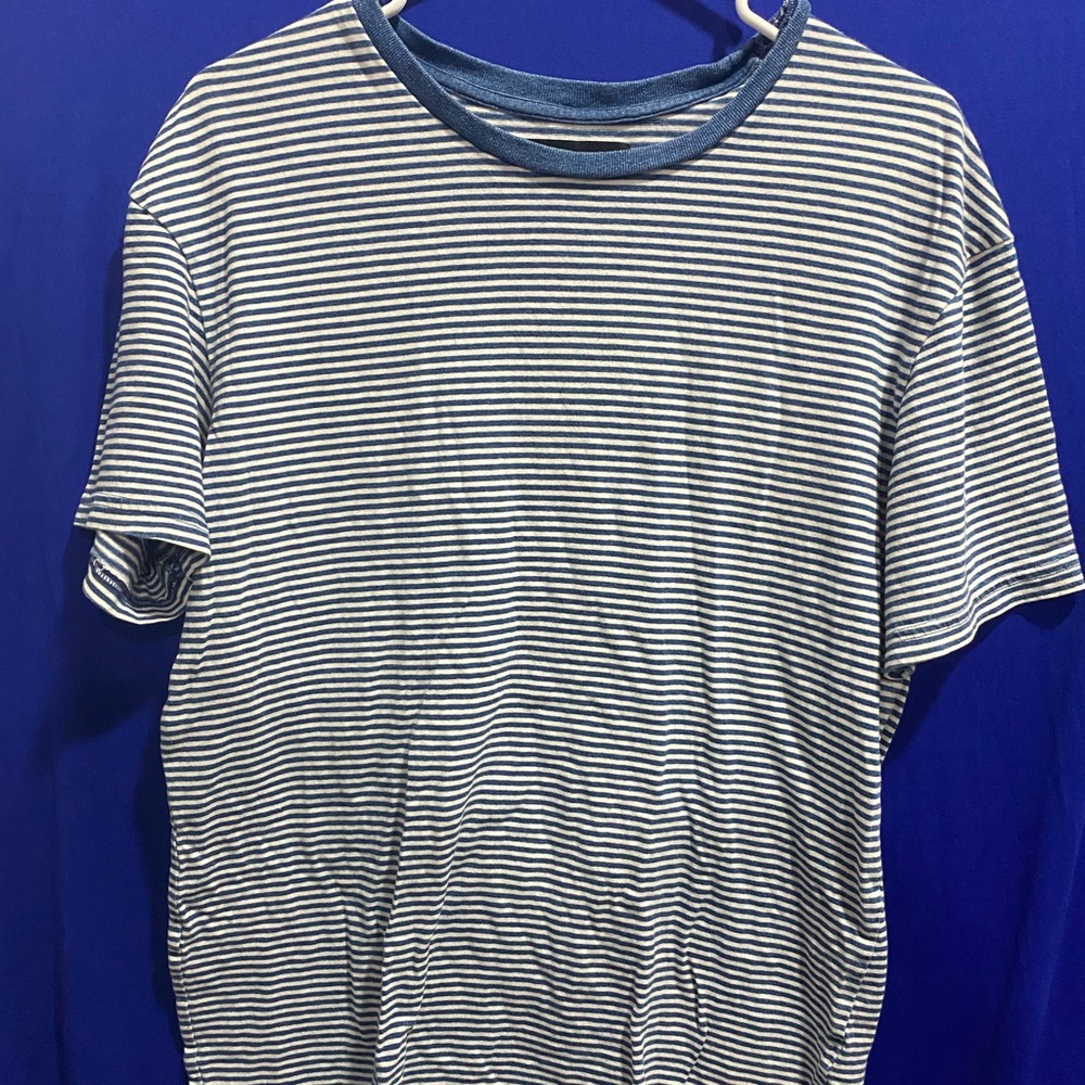 Blue and White Striped Oversized Pacsun Tee